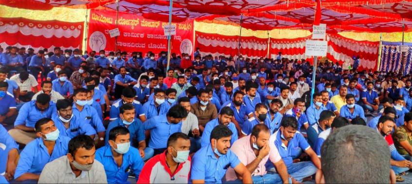 37ನೇ ದಿನಕ್ಕೆ ಕಾಲಿಟ್ಟ ಟೊಯೋಟಾ ಕಿರ್ಲೋಸ್ಕರ್ ಕಾರ್ಮಿಕರ ಹೋರಾಟ: ‘ವಿಧಾನಸೌಧ ಚಲೋ ಎಚ್ಚರಿಕೆ