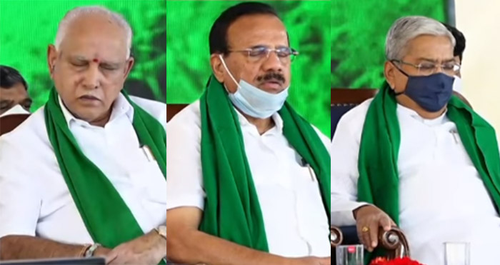ಪ್ರಧಾನಿ ಮೋದಿ ಭಾಷಣದ ವೇಳೆ ನಿದ್ದೆಗೆ ಜಾರಿದ ಸಿಎಂ ಬಿಎಸ್‌ವೈ, ಸಚಿವರು !