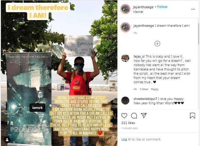 ಅವಕಾಶಕ್ಕಾಗಿ ಶಾರೂಖ್ ಖಾನ್ ಮನೆ ಮುಂದೆ ಪೋಸ್ಟರ್ ಹಿಡಿದು ನಿಂತ ಕನ್ನಡ ನಿರ್ದೇಶಕ