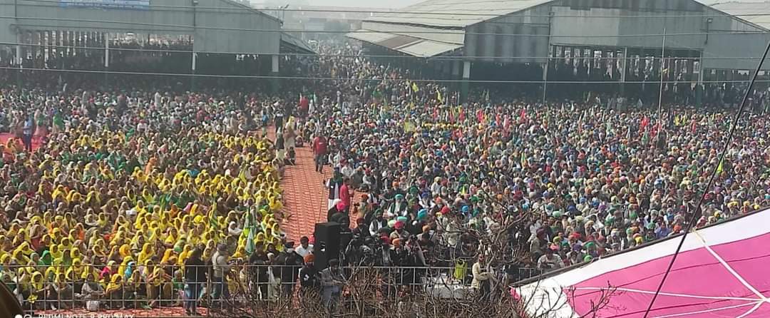 ಪಂಜಾಬ್ ನಲ್ಲಿ ಮೊದಲ ಕಿಸಾನ್ ಮಹಾ ಪಂಚಾಯತ್: ಲಕ್ಷಕ್ಕೂ ಅಧಿಕ ರೈತರು ಭಾಗಿ