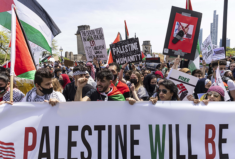 ನ್ಯೂಯಾರ್ಕ್: ಫೆಲೆಸ್ತೀನ್-ಇಸ್ರೇಲ್ ಬೆಂಬಲಿಗರ ನಡುವೆ ಘರ್ಷಣೆ