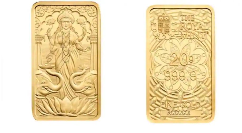 ಲಕ್ಷೀ ದೇವಿಯ ಚಿತ್ರವುಳ್ಳ ಚಿನ್ನದ ಗಟ್ಟಿ ಬಿಡುಗಡೆಗೊಳಿಸಿದ ಬ್ರಿಟನ್