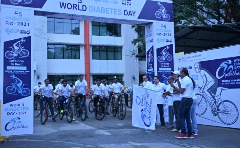 ಮಣಿಪಾಲದಿಂದ ಉಡುಪಿರೆಗೆ ಮಧುಮೇಹ ಸೈಕಲ್ ಜಾಥಾ