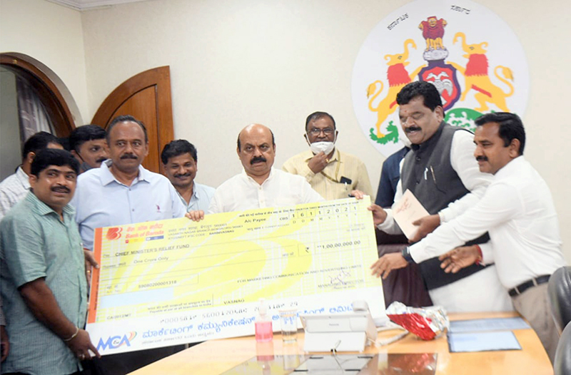 ಎಂಸಿಎ ವತಿಯಿಂದ ಮುಖ್ಯಮಂತ್ರಿಗಳ ಪರಿಹಾರ ನಿಧಿಗೆ ಒಂದು ಕೋಟಿ ರೂ. ದೇಣಿಗೆ