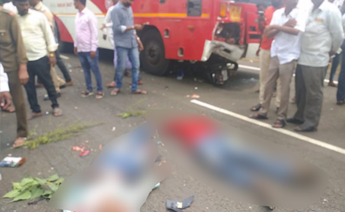 ಸಾರಿಗೆ ಬಸ್- ಬೈಕ್ ಢಿಕ್ಕಿ: ಸ್ಥಳದಲ್ಲೇ ಇಬ್ಬರು ಯುವಕರು ಮೃತ್ಯು