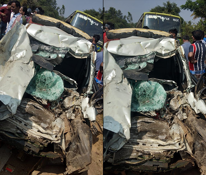 ​ದಾವಣಗೆರೆ : ಕೆಎಸ್‌ಆರ್‌ಟಿಸಿ ಬಸ್ - ಕಾರು ಮುಖಾಮುಖಿ ಢಿಕ್ಕಿ; ನಾಲ್ವರು ಮೃತ್ಯು