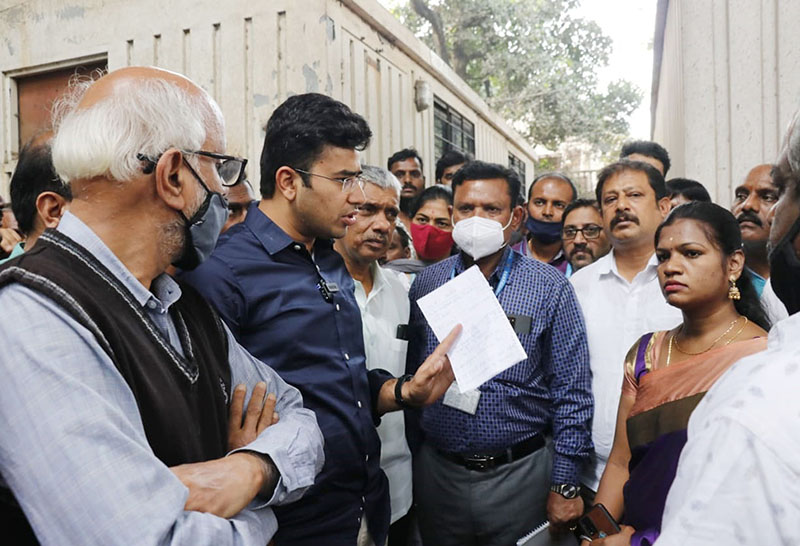 ಕಾಮಗಾರಿ ವಿಳಂಬ: ಅಧಿಕಾರಿಗೆ ಸಂಸದ ತೇಜಸ್ವಿ ಸೂರ್ಯ ತರಾಟೆ