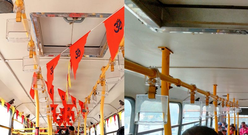 ಬಸ್ಸಿನಲ್ಲಿ ಕೇಸರಿ ಧ್ವಜ: ವಿವಾದದ ಬಳಿಕ ತೆರವುಗೊಳಿಸಿ ಬಿಎಂಟಿಸಿ ಅಧಿಕಾರಿಗಳು