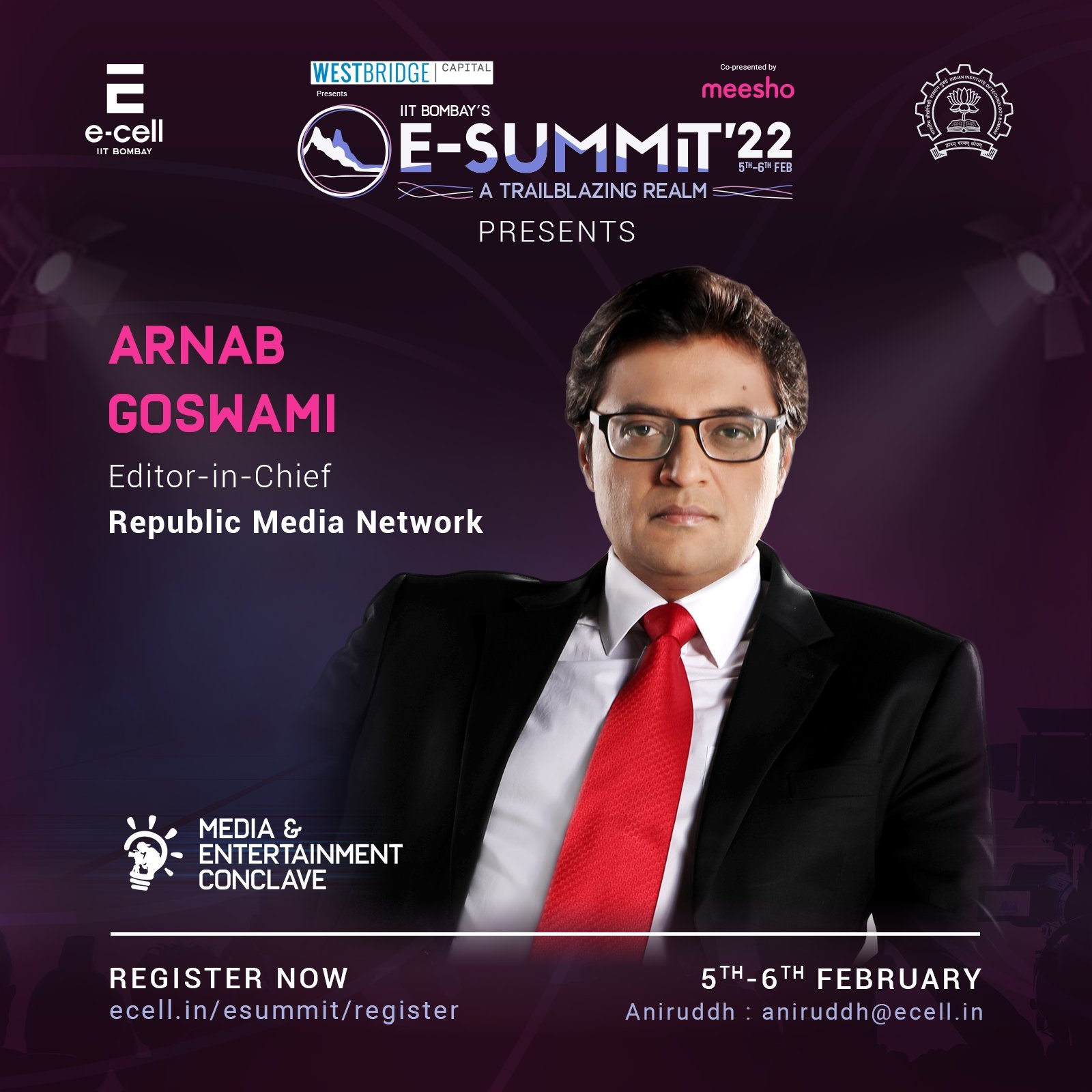 ಬಾಂಬೆ ಐಐಟಿ ಮಾಧ್ಯಮ ಸಮಾವೇಶಕ್ಕೆ ಅರ್ನಬ್‌ ಗೋಸ್ವಾಮಿ ಮತ್ತು ಸುಧೀರ್‌ ಚೌಧರಿ ಮುಖ್ಯ ಅತಿಥಿಗಳು !