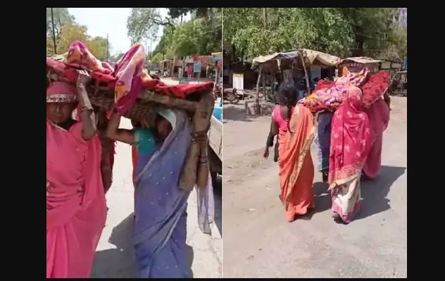 ಆ್ಯಂಬ್ಯುಲೆನ್ಸ್ ಸಿಗದ ಕಾರಣ ಮೃತದೇಹವನ್ನು ಮಂಚದಲ್ಲಿ ಹೊತ್ತೊಯ್ದ ಮಹಿಳೆಯರು: ವೀಡಿಯೊ ವೈರಲ್