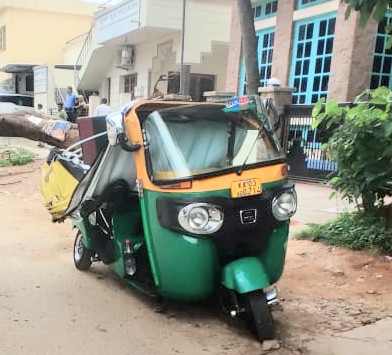 ಆಟೋ ಮೇಲೆ ಉರುಳಿ ಬಿದ್ದ ಮರ: ತಪ್ಪಿದ ಭಾರೀ ಅನಾಹುತ