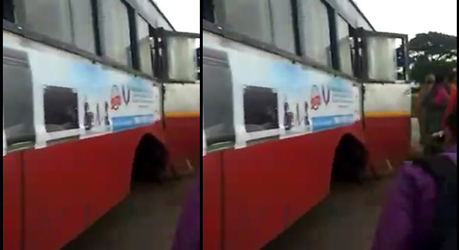 ಚಿಕ್ಕಮಗಳೂರು; ಚಲಿಸುತ್ತಿದ್ದ ಬಸ್ಸಿನಿಂದ ಕಳಚಿ ಬಿದ್ದ ಹಿಂಬದಿ ಚಕ್ರ: ಚಾಲಕನ ಸಮಯ ಪ್ರಜ್ಞೆಯಿಂದ ತಪ್ಪಿದ ಅನಾಹುತ