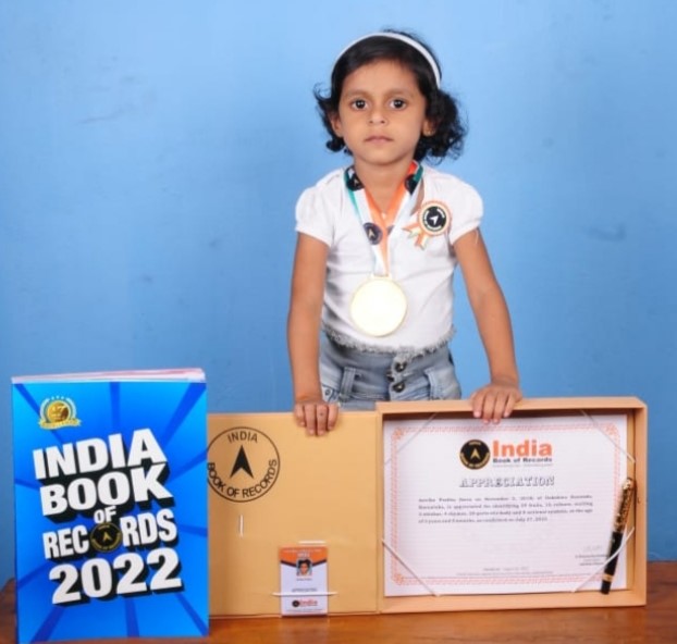 ಪುತ್ತೂರು:  ಎಲ್‍ಕೆಜಿ ವಿದ್ಯಾರ್ಥಿನಿ ಅನ್ವಿಕಾ ಪ್ರಭು ಇಂಡಿಯಾ ಬುಕ್ ಆಫ್ ‌ರೆಕಾರ್ಡ್ಸ್ ನಲ್ಲಿ ದಾಖಲೆ