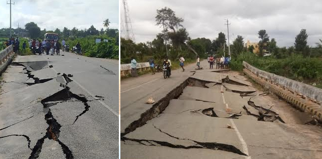 ಕೊರಟಗೆರೆ: ಭಾರೀ ಮಳೆಗೆ ಕುಸಿದು ಬಿದ್ದ ಸೇತುವೆ