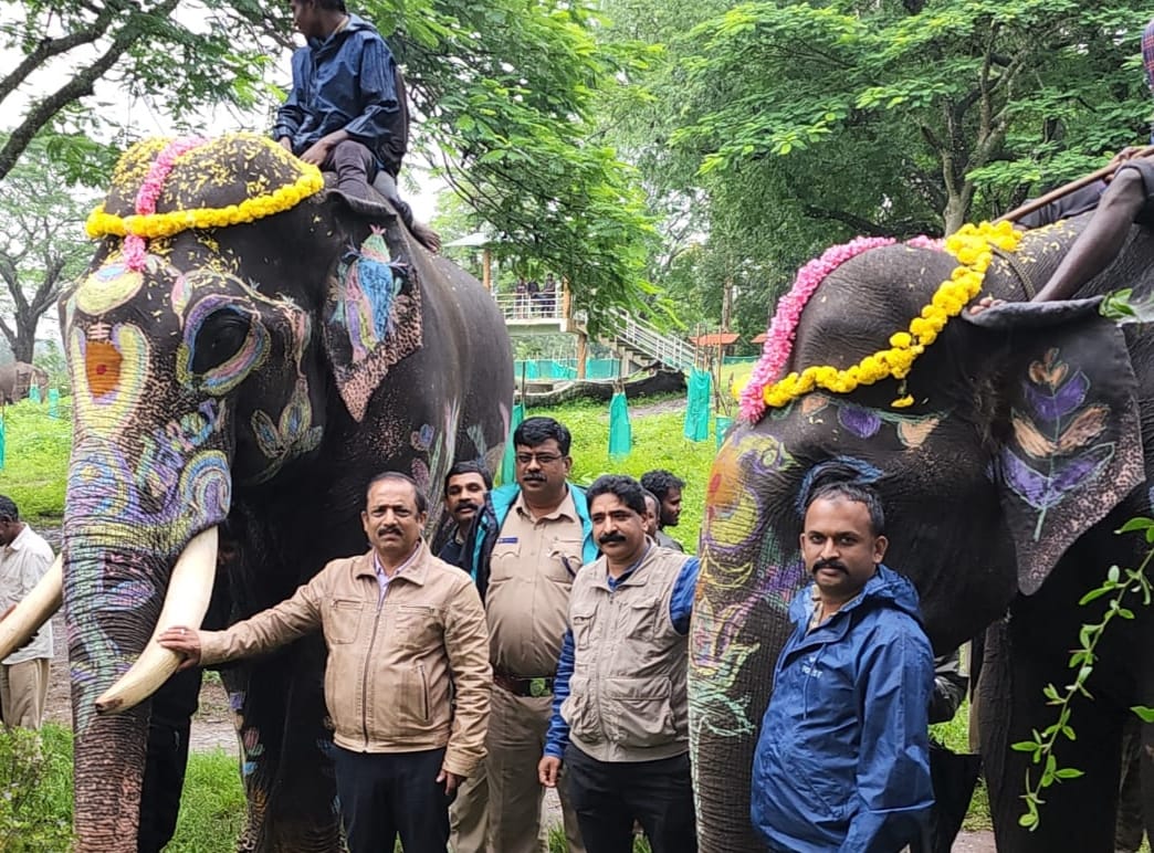 ಮೈಸೂರು ದಸರಾಕ್ಕೆ ಹೊರಟ ಕೊಡಗಿನ ಎರಡು ಆನೆಗಳು