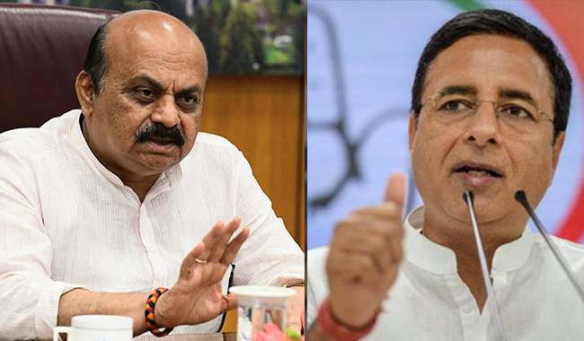 BJP ಜನ ಸಂಕಲ್ಪ ಯಾತ್ರೆ: ಜನತೆಗೆ ಉತ್ತರಿಸುವಂತೆ ಸಿಎಂ ಬೊಮ್ಮಾಯಿಗೆ 10 ಪ್ರಶ್ನೆ ಮುಂದಿಟ್ಟ ಸುರ್ಜೇವಾಲಾ