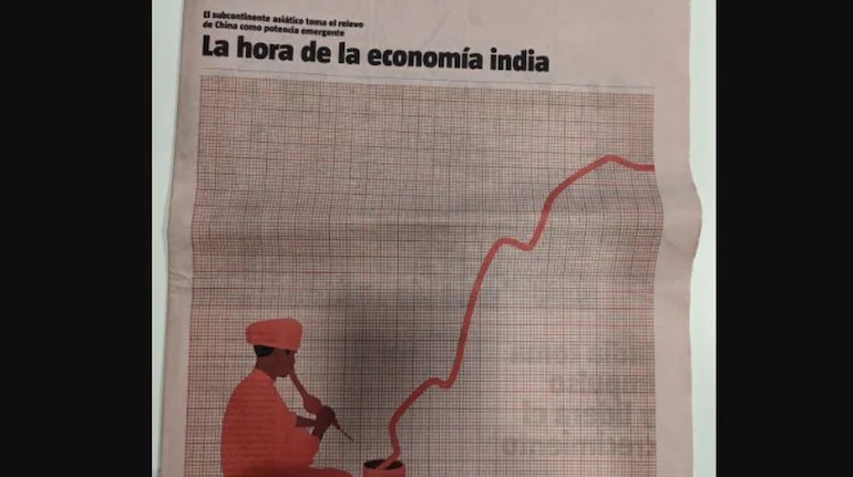 ಭಾರತದ ಆರ್ಥಿಕ ಬೆಳವಣಿಗೆ ಬಿಂಬಿಸಲು ಹಾವಾಡಿಗನ ಚಿತ್ರ ಬಳಸಿದ ಸ್ಪೇನ್ ದಿನಪತ್ರಿಕೆ