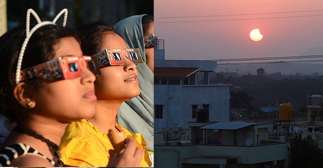 ರಾಜ್ಯ ರಾಜಧಾನಿಯಲ್ಲಿ ಗ್ರಹಣ ಕಣ್ತುಂಬಿಕೊಂಡ ಜನ..!