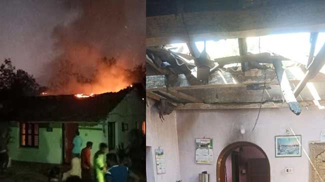 ಕೊಡ್ಲಿಪೇಟೆ | ಆಕಸ್ಮಿಕ ಬೆಂಕಿ ಅವಘಡ; ಮನೆಗೆ ಭಾಗಶಃ ಹಾನಿ