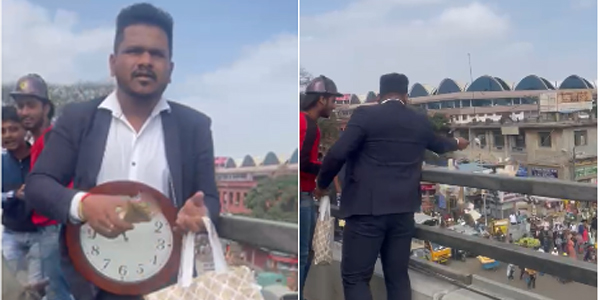 ಕೆ.ಆರ್‌. ಮಾರ್ಕೆಟ್‌ ಬಳಿ ಫ್ಲೈ ಓವರ್‌ ಮೇಲಿಂದ ಹಣ ಎಸೆದ ವ್ಯಕ್ತಿ ಪೊಲೀಸ್ ವಶಕ್ಕೆ