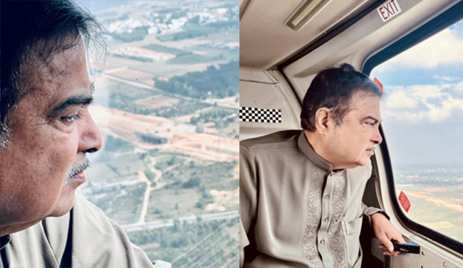 ಬೆಂಗಳೂರು- ಚೆನ್ನೈ ಎಕ್ಸ್​ಪ್ರೆಸ್​ವೇ ಕಾಮಗಾರಿ ಪರಿಶೀಲಿಸಿದ ಕೇಂದ್ರ ಸಚಿವ ನಿತಿನ್ ಗಡ್ಕರಿ