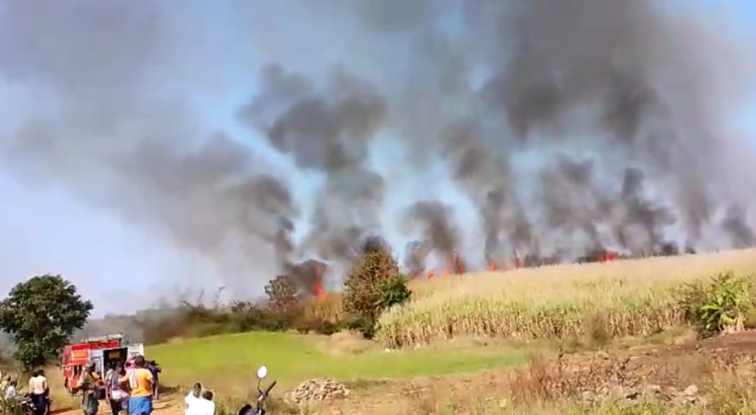 ಉತ್ತರಕನ್ನಡ: ಕಬ್ಬಿನ ಗದ್ದೆಗೆ ಬೆಂಕಿಗೆ ರೈತರಿಗೆ ಅಪಾರ ಹಾನಿ