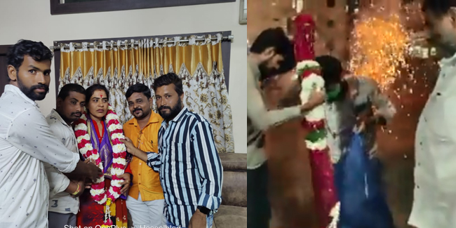 ಪಟಾಕಿ ಹಚ್ಚಿ ಸಂಭ್ರಮಿಸಿ, ದಿವ್ಯಾ ಹಾಗರಗಿಯನ್ನು ಸ್ವಾಗತಿಸಿದ ಬಿಜೆಪಿ ಕಾರ್ಯಕರ್ತರು: ಕಾಂಗ್ರೆಸ್ ವಾಗ್ದಾಳಿ