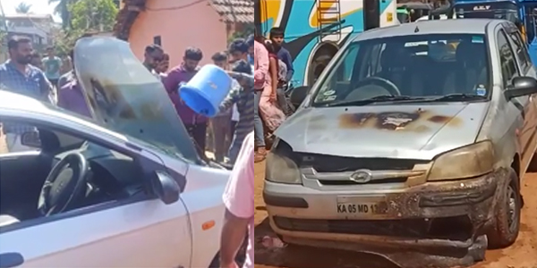 ಸಾಗರ| ಚಲಿಸುತ್ತಿದ್ದ ಕಾರಿನಲ್ಲಿ ಬೆಂಕಿ: ಚಾಲಕ ಪಾರು