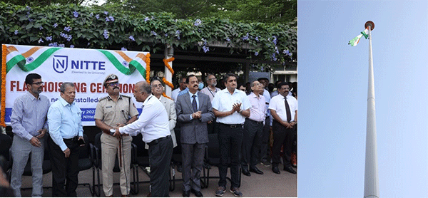 ದೇರಳಕಟ್ಟೆ: ಜಸ್ಟೀಸ್ ಕೆ.ಎಸ್. ಹೆಗ್ಡೆ ಆಸ್ಪತ್ರೆ ಆವರಣದ 164 ಅಡಿ ಎತ್ತರದ ಧ್ವಜಸ್ತಂಭದಲ್ಲಿ ಧ್ವಜಾರೋಹಣ