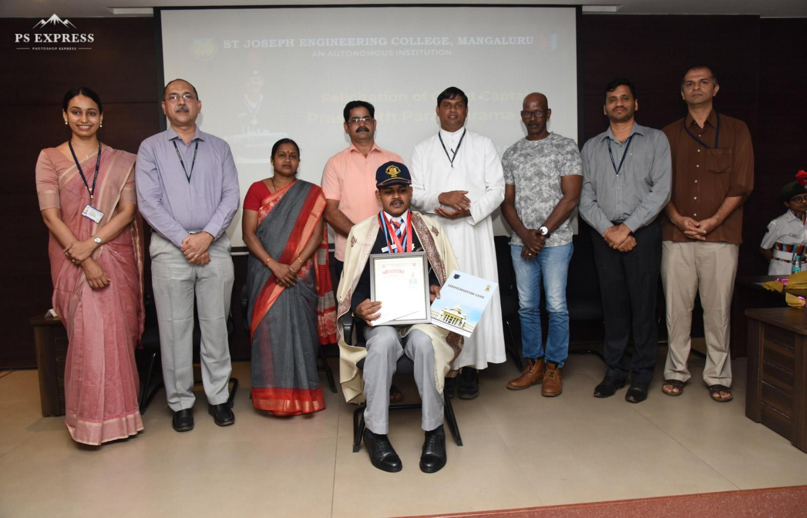 ಸಂತ ಜೋಸೆಫ್ ಕಾಲೇಜಿನ ವಿದ್ಯಾರ್ಥಿಗೆ ಸನ್ಮಾನ