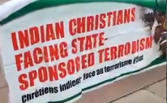 UNHRC ಕಾರ್ಯಾಲಯದ  ಬಳಿ ಭಾರತ ವಿರೋಧಿ ಪೋಸ್ಟರ್ಗಳು ಪ್ರತ್ಯಕ್ಷ
