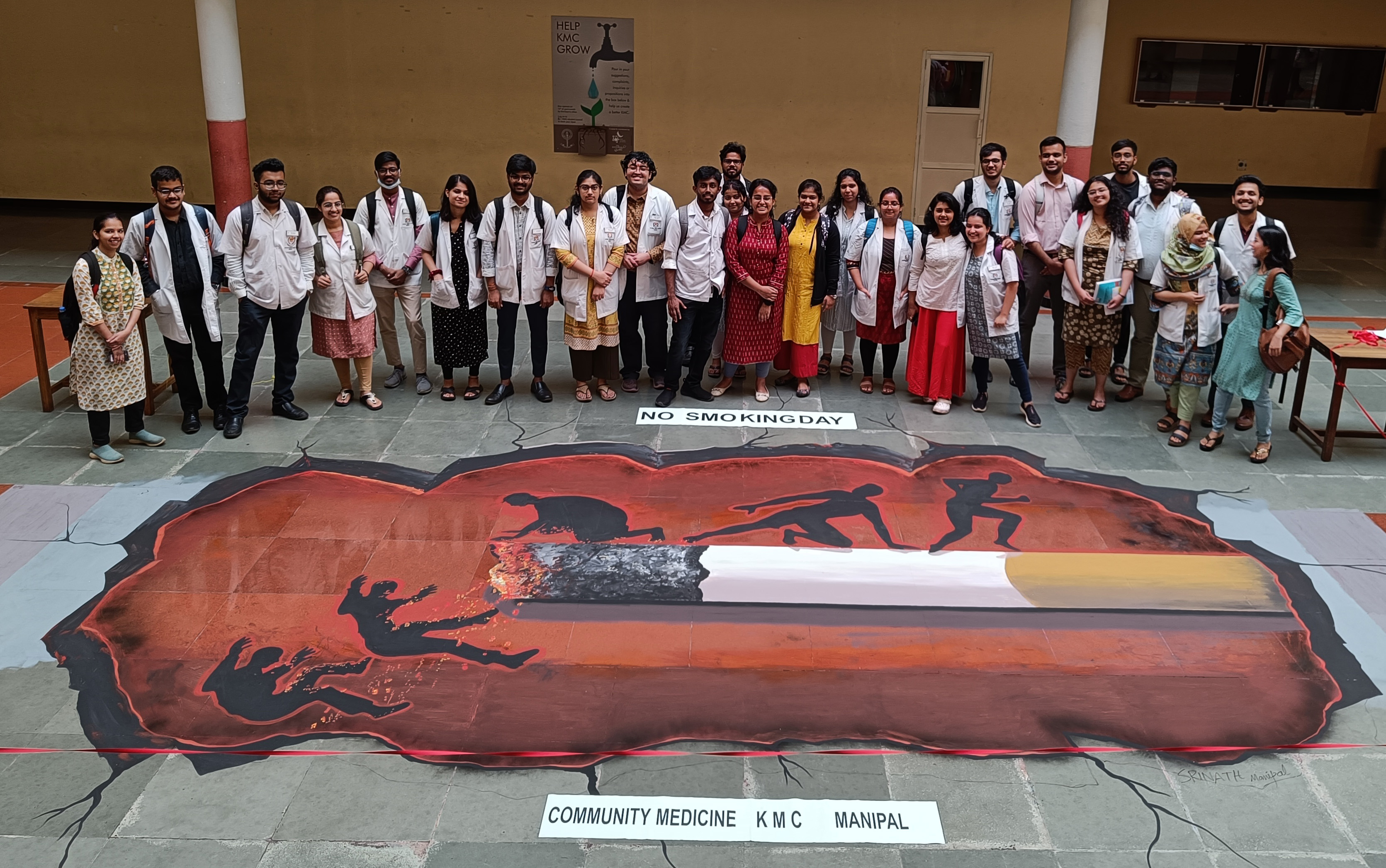 ತ್ರಿಡಿ ಕಲಾಕೃತಿಯಲ್ಲಿ ಧೂಮಪಾನ ನಿಷೇಧ ದಿನ