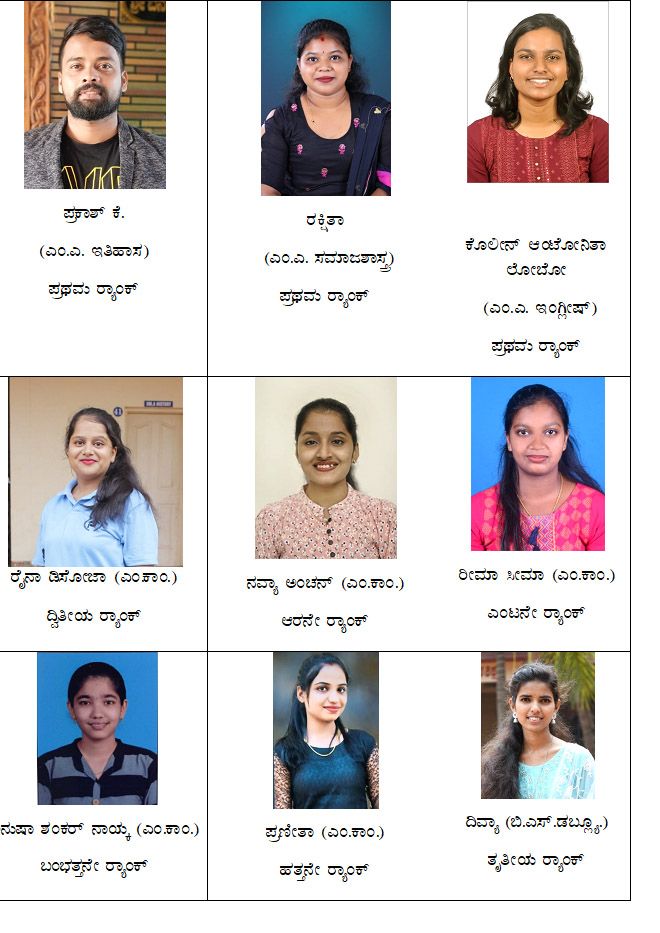 ತೆಂಕನಿಡಿಯೂರು ಕಾಲೇಜಿಗೆ 9 ರ‍್ಯಾಂಕ್, 5 ಚಿನ್ನದ ಪದಕ, 9 ನಗದು ಬಹುಮಾನ