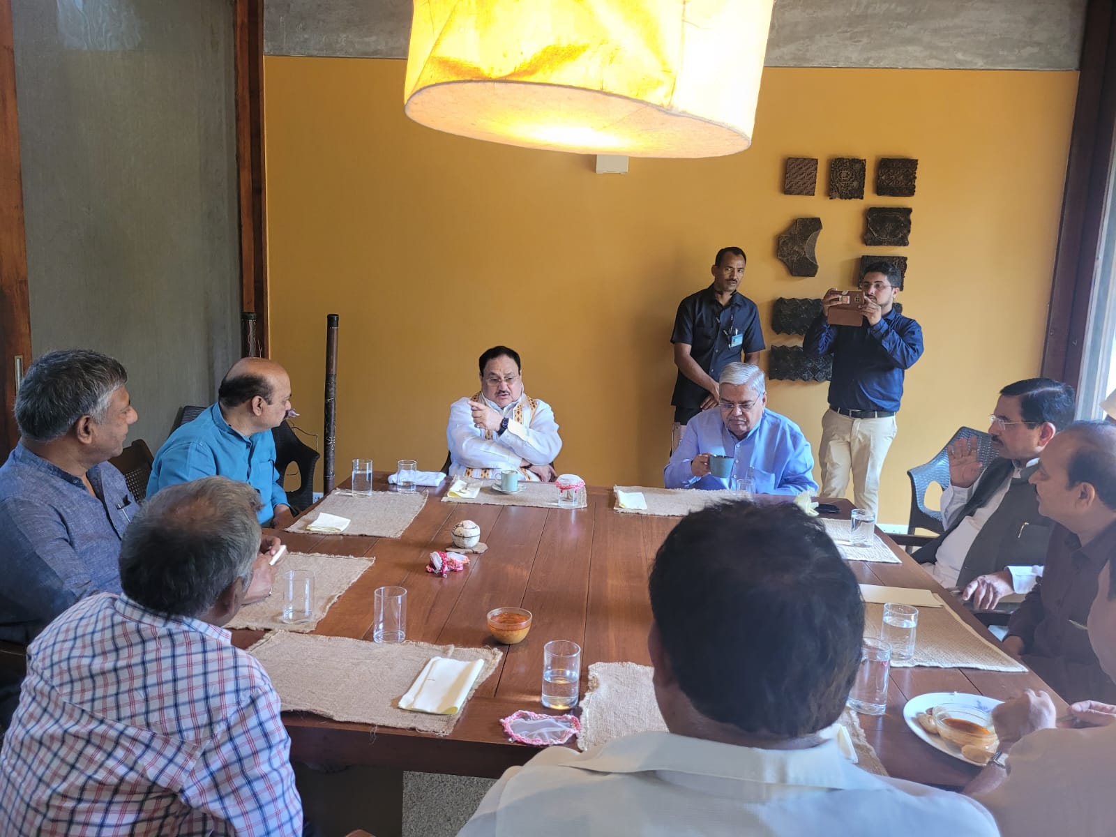 ಹುಬ್ಬಳ್ಳಿಯಲ್ಲಿ ನಡ್ಡಾ: ಶಾಸಕ ಅರವಿಂದ್ ಬೆಲ್ಲದ್ ಮನೆಗೆ ಭೇಟಿ