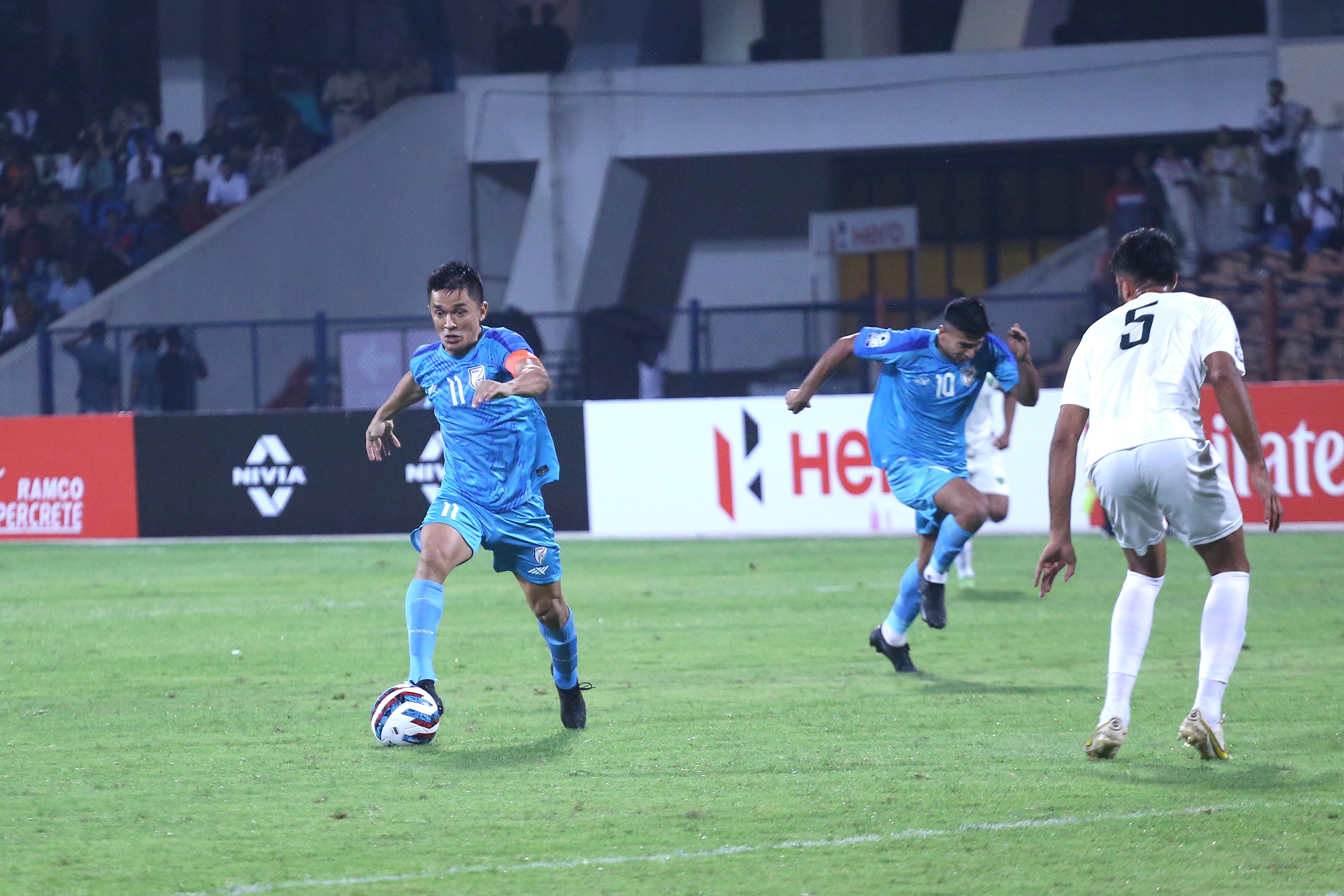 ಸುನೀಲ್ ಚೆಟ್ರಿ ಹ್ಯಾಟ್ರಿಕ್ ಗೋಲು; ಪಾಕ್ ವಿರುದ್ಧ ಭಾರತಕ್ಕೆ 4-0 ಜಯ