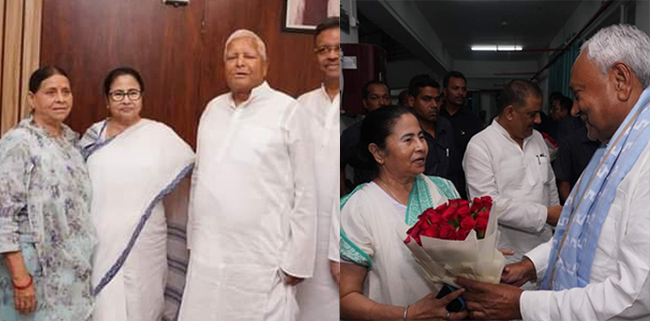 ವಿಪಕ್ಷಗಳ ಬೃಹತ್‌ ಸಭೆ: ಪಾಟ್ನಾ ತಲುಪಿದ ಮಮತಾ ಬ್ಯಾನರ್ಜಿಯನ್ನು ಸ್ವಾಗತಿಸಿದ ನಿತೀಶ್‌ ಕುಮಾರ್‌, ಲಾಲು ಯಾದವ್